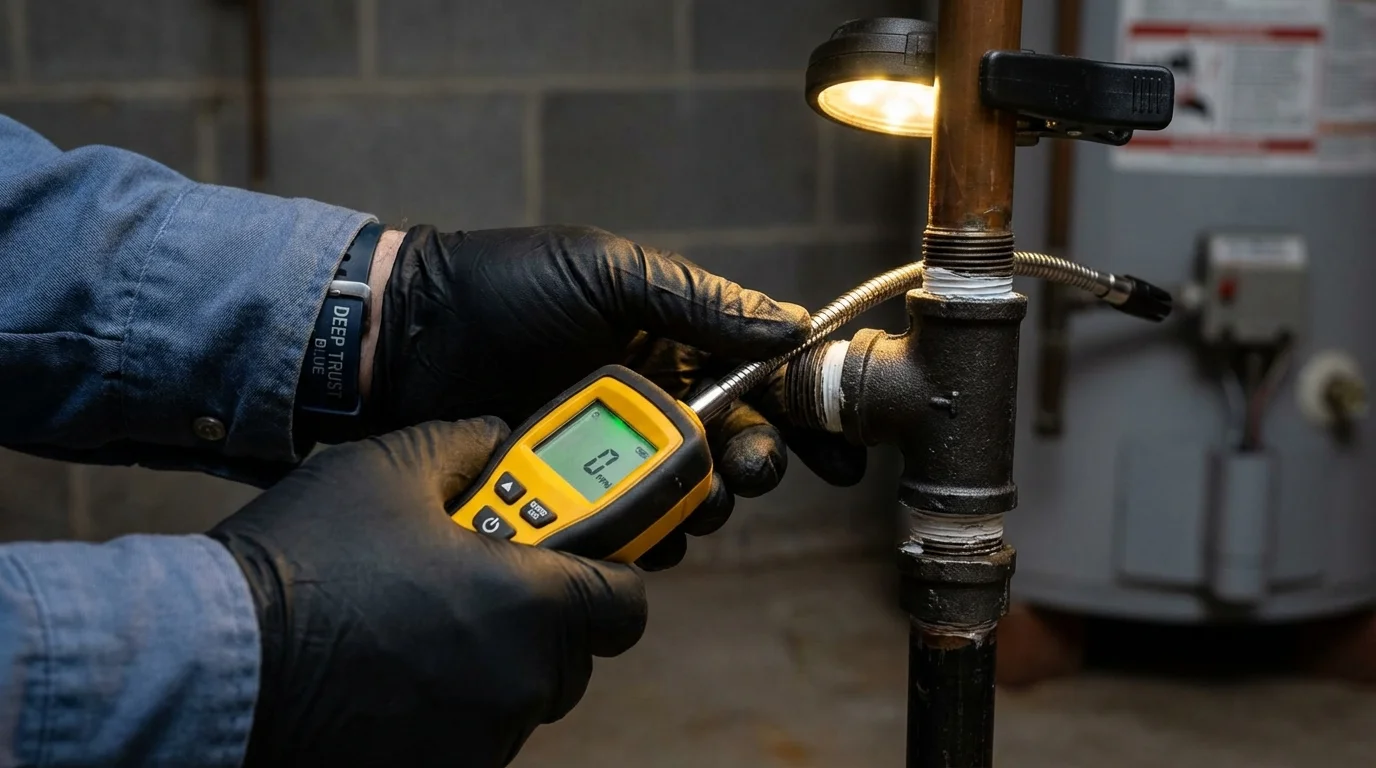 Gas leak detection with electronic sniffer by Johns Plumbing LLC in Saint Jacob